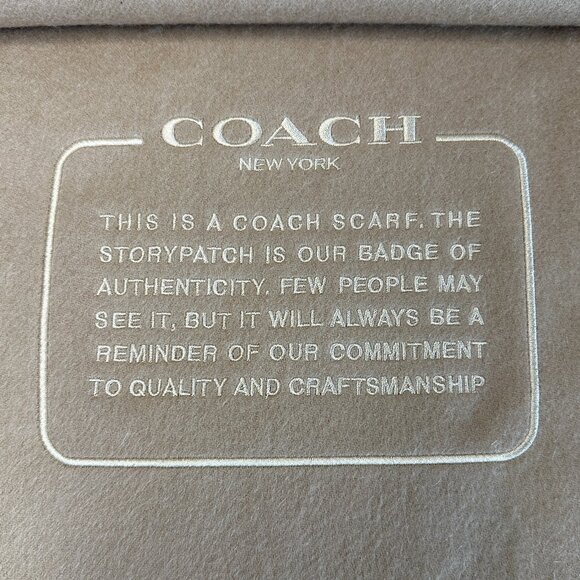 COACH Embroidered Patch Cashmere Scarf Tan/Camel - Picture 6 of 6